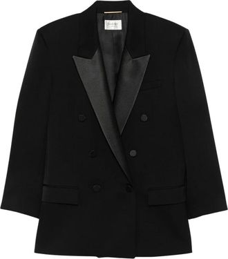 Saint Laurent Wool Blazer - Dames - Jassen - Zwart - Maat: M Wol