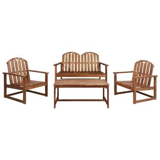 Berkfield Home 4 Piece Outdoor Lounge Set Solid Acacia Wood in Brown