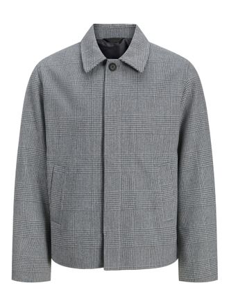 Jack & Jones Outdoorjacke JACK & JONES JJEHARRIS SHORT COAT SN, Herren, Gr. XXL, grau (light grau melange checks:check), Web, Obermaterial: 75% Polyester, 20% Woll