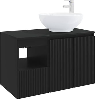 vidaXL Juego De Muebles De Ba&ntilde;o 2 Uds. Negro Madera De Ingenier&iacute;a Vidaxl