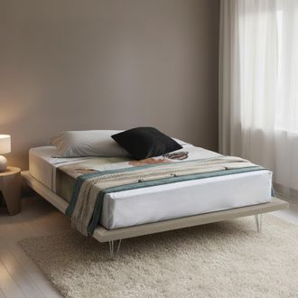 Dmora Dmora - Cama Matrimonial Dgaviol, Cama Fija En Tela Con Pies, 100% Made In Italy, Adecuado Para Colch&oacute;n Cm 160x200, Beige