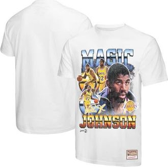Mitchell & Ness Mens Mitchell & Ness Magic Johnson White Los Angeles Lakers Commemorative Collage T-Shirt at Nordstrom, Size Xx-Large