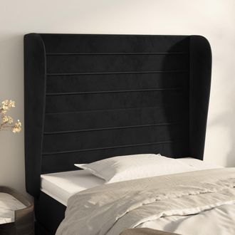 vidaXL Cabecero Con Orejas De Terciopelo Negro 83x23x118/128 Cm Vidaxl