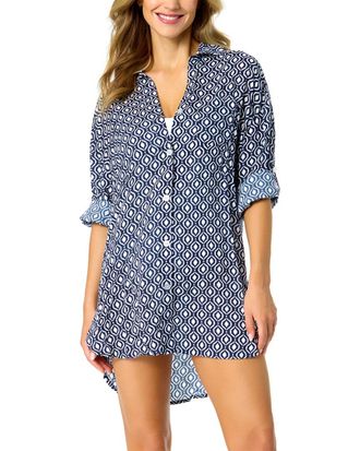 Anne Cole Mid Length Shirttail Button Down
