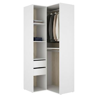 Dmora Armario Grande Labuco, Modulable Para Dormitorio, 4 Estantes, Barra Para Ropa, 105x205h Cm Blanco