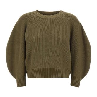 Kaos Balloon-Sleeve Knit Top - female - KAOS - Round-neck Knitwear - Green - M - Knitwear