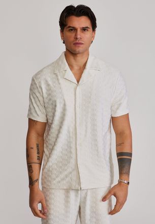 Siksilk Camisa para Hombres Ecru de Toalla XXL