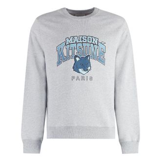 Maison Kitsuné Sweatshirts, male, Gray, XS, Campus Fox Printed Sweatshirt