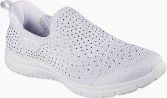 Skechers Womens Skechers Virtue Icon Textile Womens White/Silver Standard Trainers - Size: 5