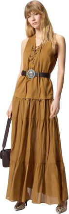 Pinko Pinko, Kleedjes, Dames, Bruin, XS, Katoen, Casarsa Jurk