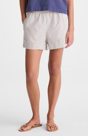 Madewell Pull-On Seersucker Shorts in Black Vintage Ivory Yarndye at Nordstrom, Size Xx-Small