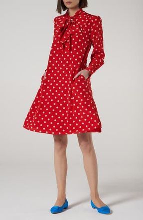 L.k. Bennett Evia Long Sleeve Silk Dress in Pri-Red at Nordstrom Rack, Size 6 Us / 10 Uk