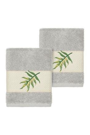 Linum Home Textiles Zoe Embellished Washcloth - Set of 2 - Light Grey at Nordstrom Rack