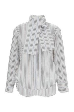Plan C Multicolor Cotton Poplin Scarf Shirt