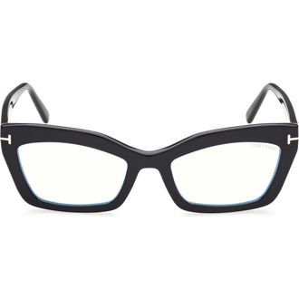 Tom Ford 54mm Blue Light Blocking Glasses in Shiny Black at Nordstrom Rack