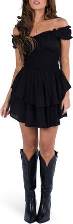 Princess Polly The Love Galore Off The Shoulder Romper in Black at Nordstrom, Size 2