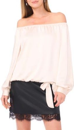 Vince Camuto Off the Shoulder Satin Top in Birch at Nordstrom Rack, Size Xx-Large