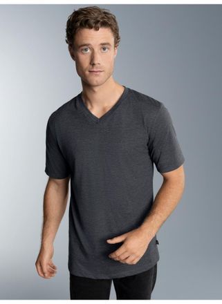 Trigema T-Shirt TRIGEMA TRIGEMA V-Shirt DELUXE Baumwolle, Herren, Gr. 4XL, grau (anthrazit, melange), Single Jersey, 100% Baumwolle, Basic, lang, V-Ausschnitt