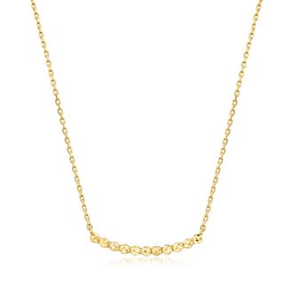 Canaria Canaria Italian 10kt Yellow Gold Beaded Station Cable-Chain Necklace