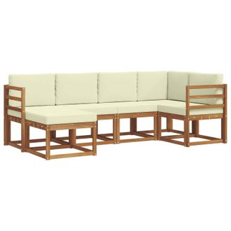 vidaXL Conjunto De Sof&aacute;s De Exterior Con Coj&iacute;n 6 Pcs Natural Y Crema Vidaxl
