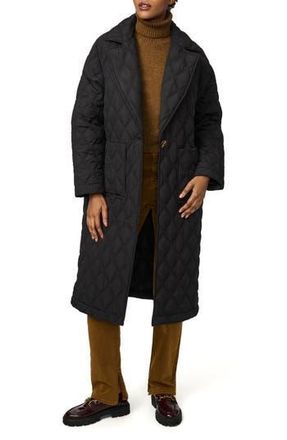 Bernardo Diamond Quilted Long Coat in Black at Nordstrom Rack, Size Medium