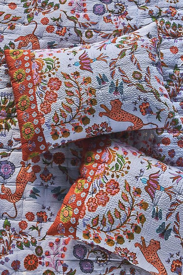 The Printed Textured Cotton Pillow Shams, Set of 2