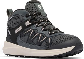 Columbia Youth Unisex Peakfreak Rush Mid Waterproof, Waterproof Mid Rise Trekking and Hiking Boots, Black/Grill, 3.5