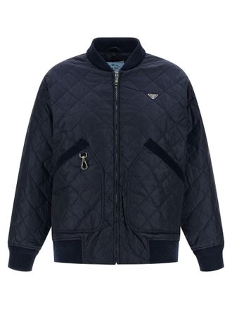 Prada Quilted Recycled Polyamide Down Jacket - Navy
