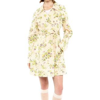 Anna Sui Rosies Posies Eyelet Trench Coat in Lavender Multi at Nordstrom, Size 10