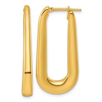 Diamond2Deal 14K Yellow Gold Tapered Oval Shape Hoop Earrings