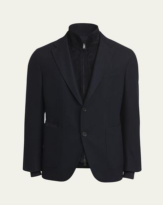 Ermenegildo Zegna Mens Trofeo Blazer with Suede Bib