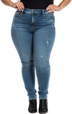 Slink Jeans Distressed High Waist Jeggings in Kathleen at Nordstrom, Size 24W