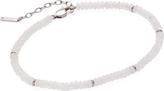 Alex and Ani Clear Quartz Semi-Precious Beaded Anklet in White/Silver at Nordstrom