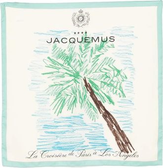 Jacquemus palm tree-print silk bandana - Neutrals
