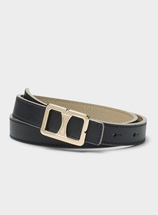 Maison Boinet Womens Reversible minimalist slim leather belt
