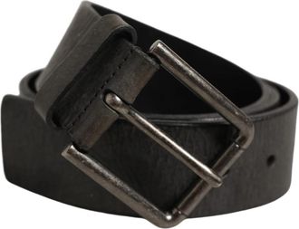 Dolce & Gabbana Gekorsteld Kalfslederen Riem - unisex - Riemen - Zwart - ONE Size - Leer - Accessoires