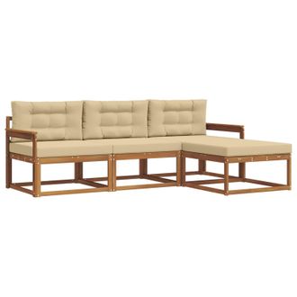 vidaXL Conjunto De Sof&aacute;s De Exterior Con Coj&iacute;n 4 Pcs Natural Y Beige Vidaxl