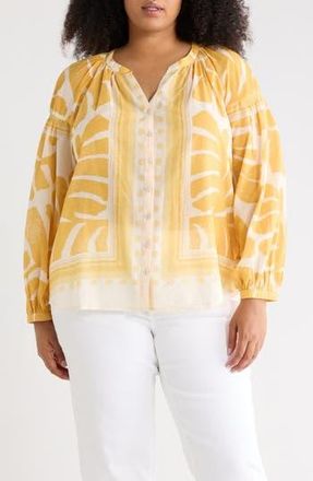 Daniel Rainn Border Print Button-Up Shirt in Golden Khaki at Nordstrom Rack, Size 3X