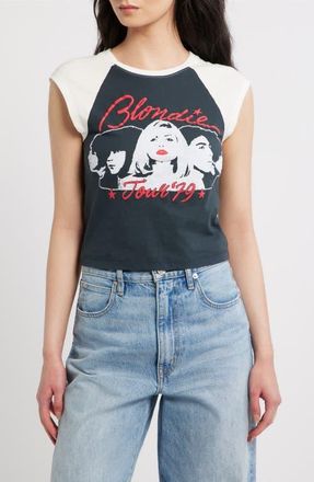 Daydreamer Blondie Tour 79 Graphic Raglan Tank in Vintage Black Combo at Nordstrom, Size X-Large