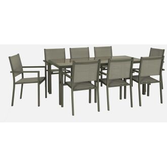 Sweeek Set tavolo da giardino in alluminio con 8 sedie