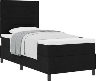 vidaXL Box Spring Bed with Mattress Black 90 x 200 cm Fabric vidaXL