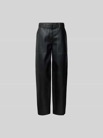 Joseph Joseph Regular Fit Stoffhose aus echtem Leder in Black, Gr&ouml;&szlig;e 36
