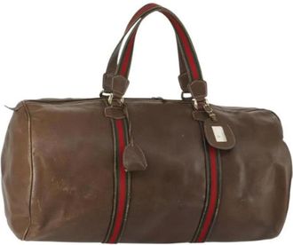 Gucci Pre-owned Weekend Bags, female, Brown, Size: ONE SIZE Pre-owned Leather Weekend Bag