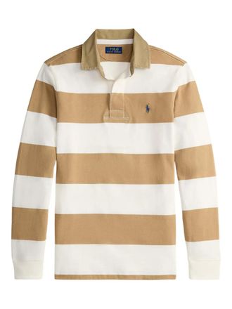 Polo Ralph Lauren striped collared rugby polo shirt - men - Cotton - L - Brown