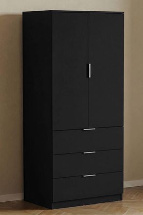 Home Discount Vida Designs Trega 2 Door 3 Drawer Wardrobe Cupboard Bedroom Furniture in Black
