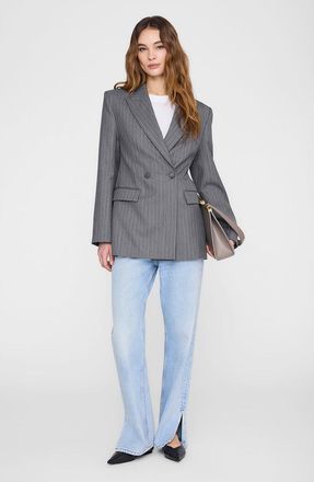 Anine Bing Tiphaine Blazer in Light Grey Pinstripe at Nordstrom, Size X-Small