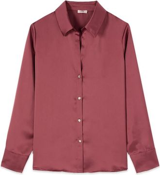 Oltre Satin Shirt - Dames - Overhemden - Rood - 4XL - Polyester - Overhemden