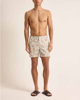 Orlebar Brown Bulldog Mid-Length Classic Fit Swim Shorts With Fairground Print in Multi/vermillion at Nordstrom, Size 33