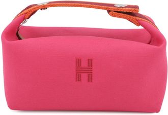 Herm&egrave;s Silver Canvas Pouch (Pre-Owned)