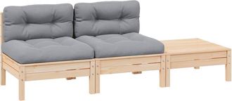 vidaXL Juego De Muebles De Jard&iacute;n 3 Pzas Con Cojines Gris Madera Pino Vidaxl